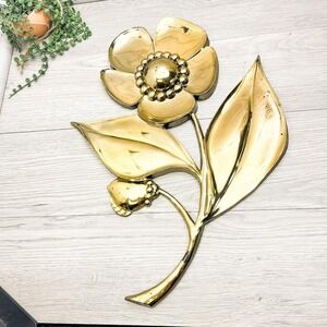 Vintage Syroco Faux Brass Flower Wall Decor - Mid-Century Modern